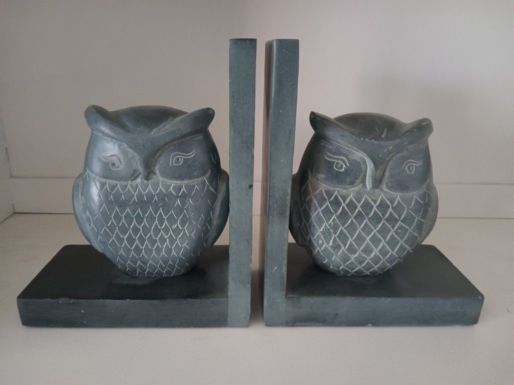 Genuine Blue Soapstone Owl Bookends