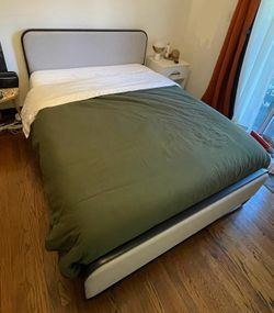 contemporary metal upholstered queen bed frame