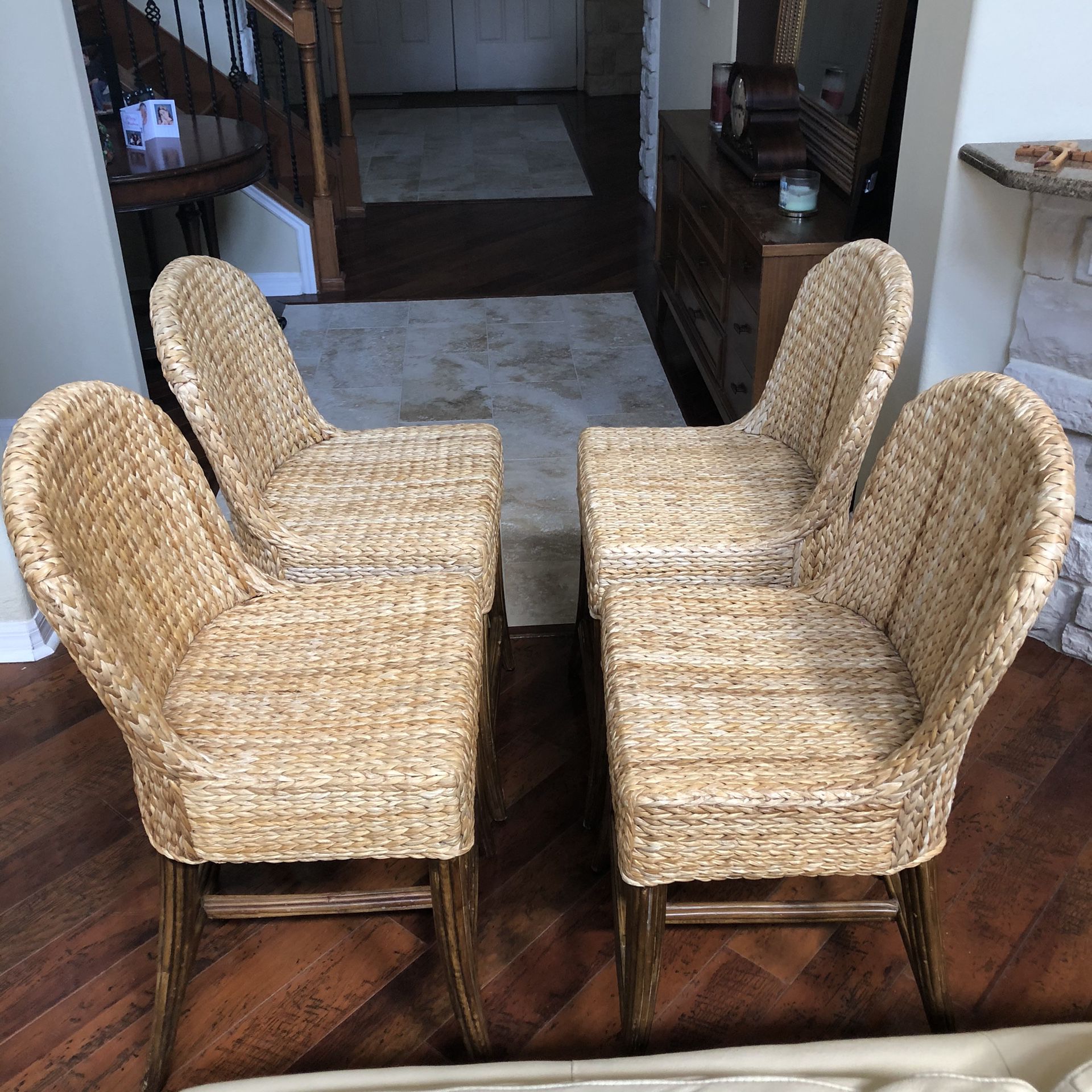 4 Pier One Wicker Bar/Counter Stool Chairs
