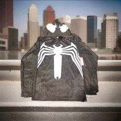 Marvel Venom Symbol Hoodie w/ Built-in Eyes Thin Light Weight Size Kids L Men S