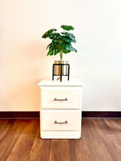 White solid wood nightstand
