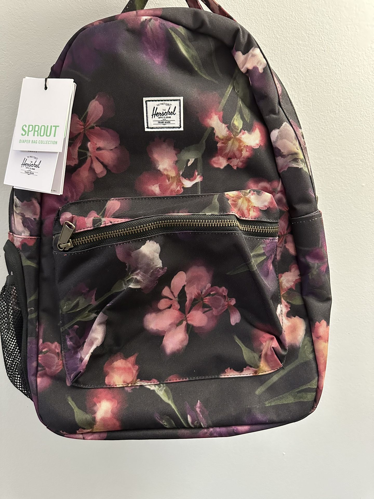 NEW with Tag NWT Herschel Supply Company Watercolor Iris Diaper Bag with 13” laptop sleeve