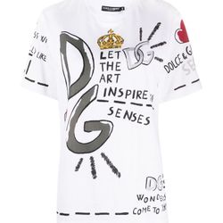 Dolce & Gabbana Logo Graphic Print T-Shirt - IT40 / White × 1 IT40 / White
