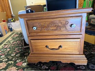 Solid oak night stand pair