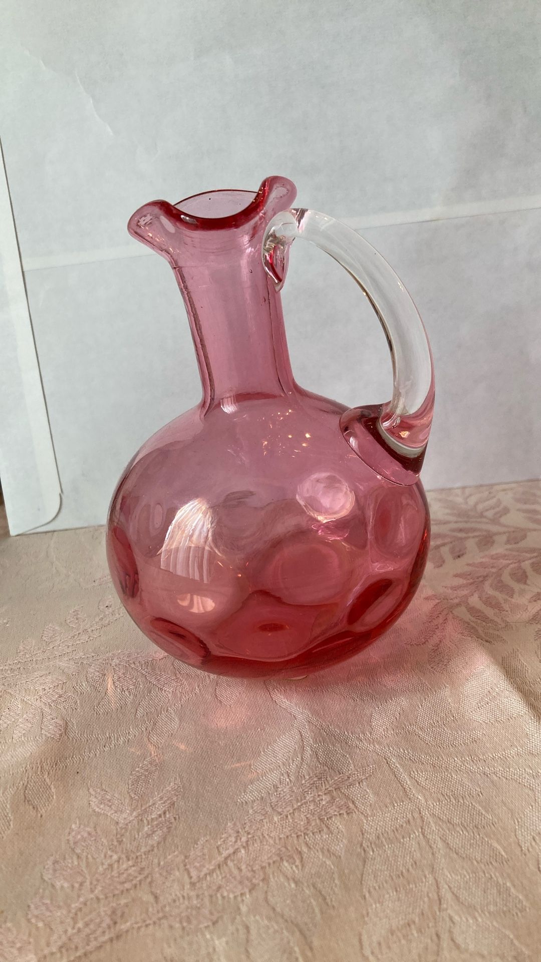 Fenton Cranberry Glass Pitcher or Cruet.  