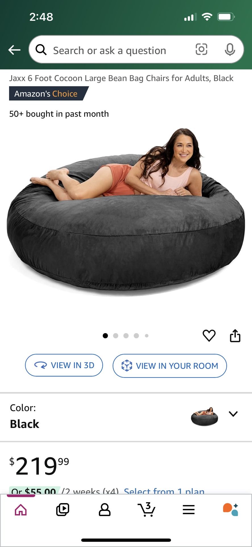 Black Adult Bean Bag chair