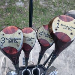 Golf Club Bag, Clubs, Balls, Gloves and Cart