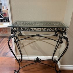Beautiful Glass And Wrought Iron Entry Way Table