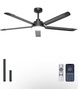 New 60''Industrial Ceiling Fan with Light& Remote Patio,Porch, 6800 CFM Airflow, Reversible Dimmable