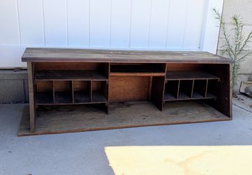 Vintage Wood Mail Sorting Cabinet