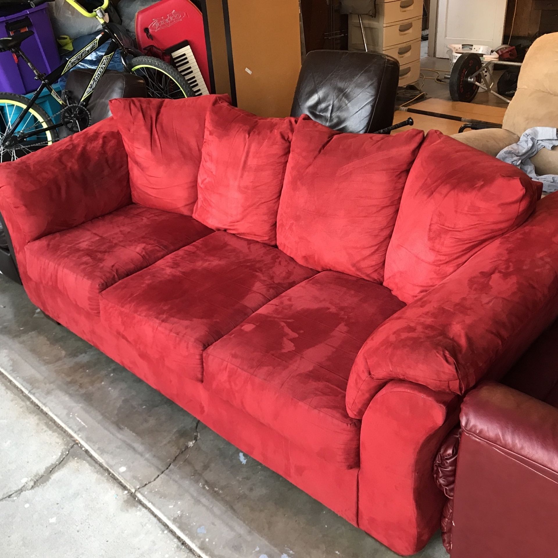 cozy red couch for sale