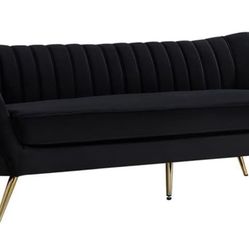 Black Velvet Sofa + 2 Accent Chairs – $1,000