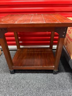 Wood End Table with Lower Shelf