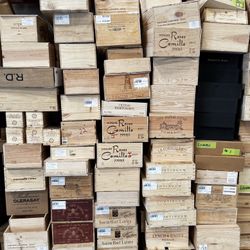 1 Random Wooden Wine Box Crate. 12 Bottle. BOX ONLY.