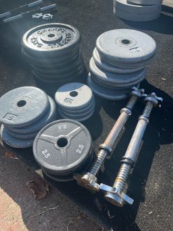 Standard Weight Plates and Dumbbell Handles Set 180lbs