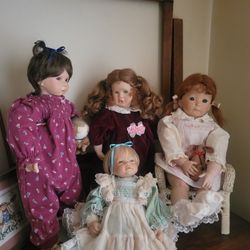 Porcelain Dolls W Accessories 