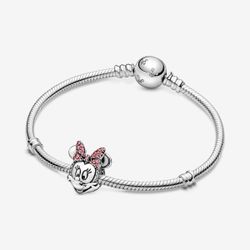Pandora Disney Minnie Mouse Pink Pavé Bow Clip Charm