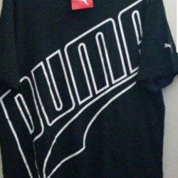 PUMA LIMITED EDITION MEN'S TSHIRT SIZE LARGE DARK BLACK REGULAR FIT LARGE PUMA LOGO BRAND NEW WITH TAGS SERIOUS BUYERS ONLY