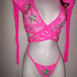 Custom Hot Pink star  2 Piece Outfit 