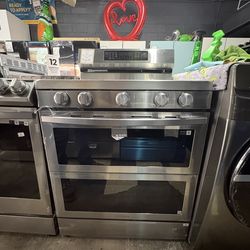 Samsung 5 burner with flip door double oven stove