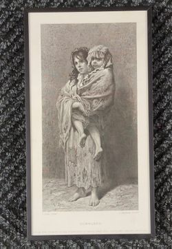 1875 Print  " HOMELESS " BY -  G. DORE - FRAMED 