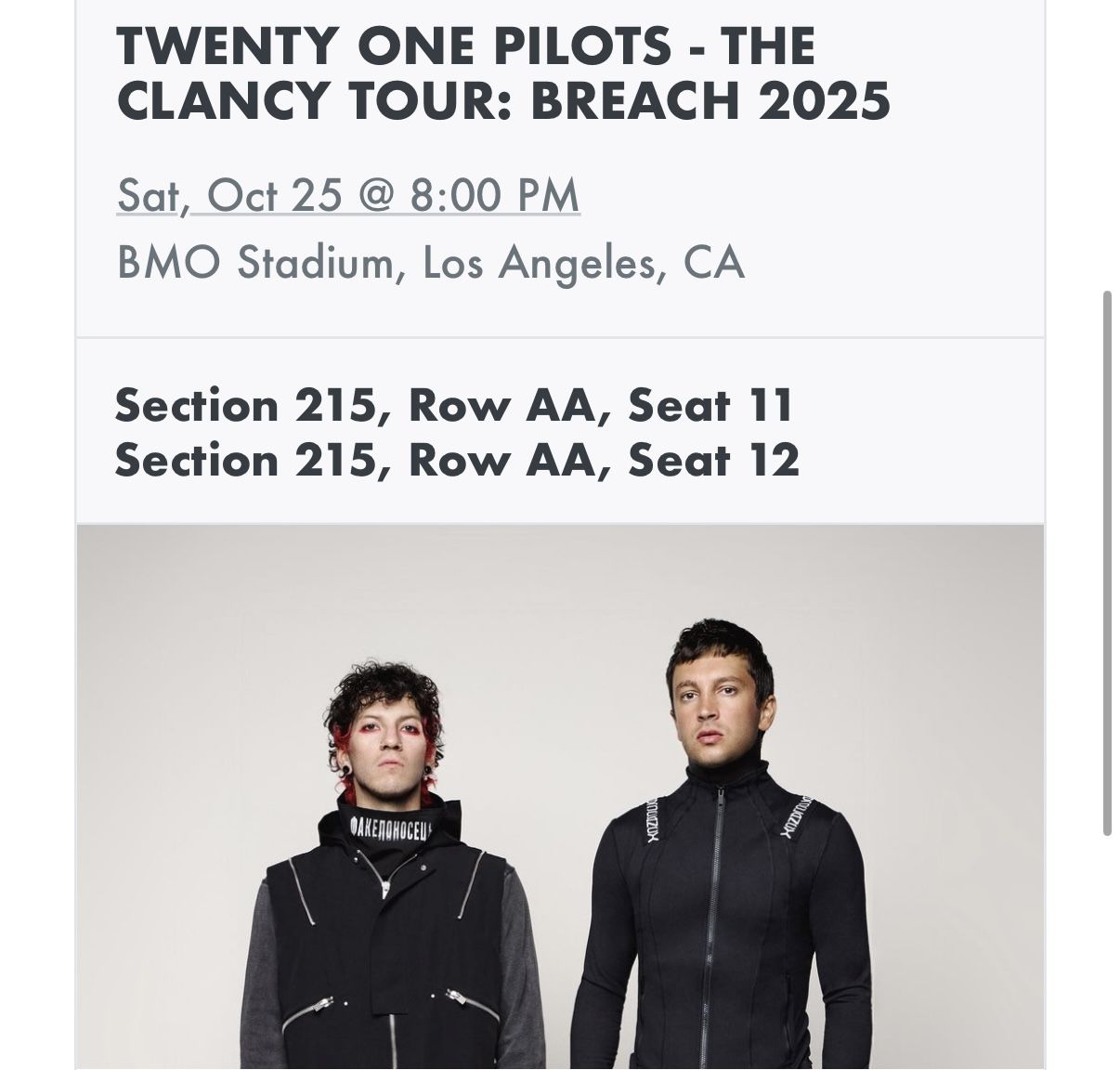 Twenty One pilot Tour