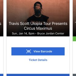 State, College, Travis Scott, First Row Ticket X2