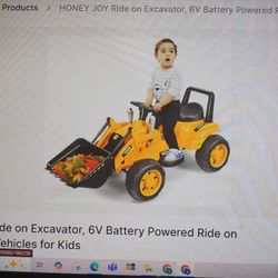 Honey joy ride on excavator six volt battery powered ride on construction vehicle