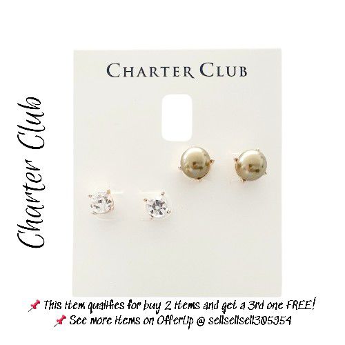 📌 *Women's Earrings - New Women's Charter Club 2 Piece Fashion Earrings Set - Never Worn