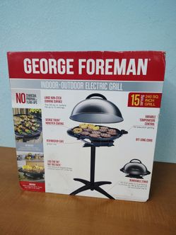 Brand New George Foreman Indoor/Outdoor Electric Grill (15-Serving) – In Box