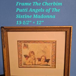 Wall Hanging Frame The Cherbim Putti Angels of The Sistine Madonna  13-1/2" × 12"-$15.00