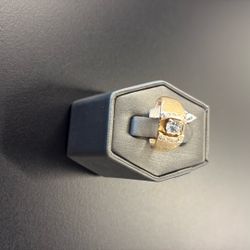 14k Solitaire Wedding Band