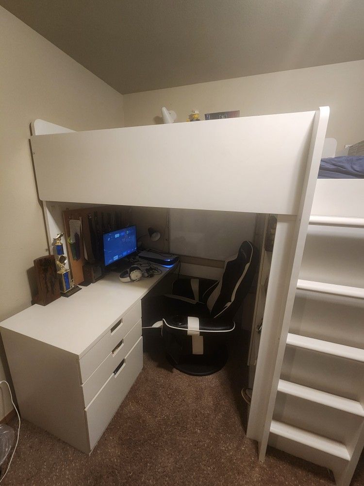 IKEA Twin Loft Bed With Desk And Wardrobe