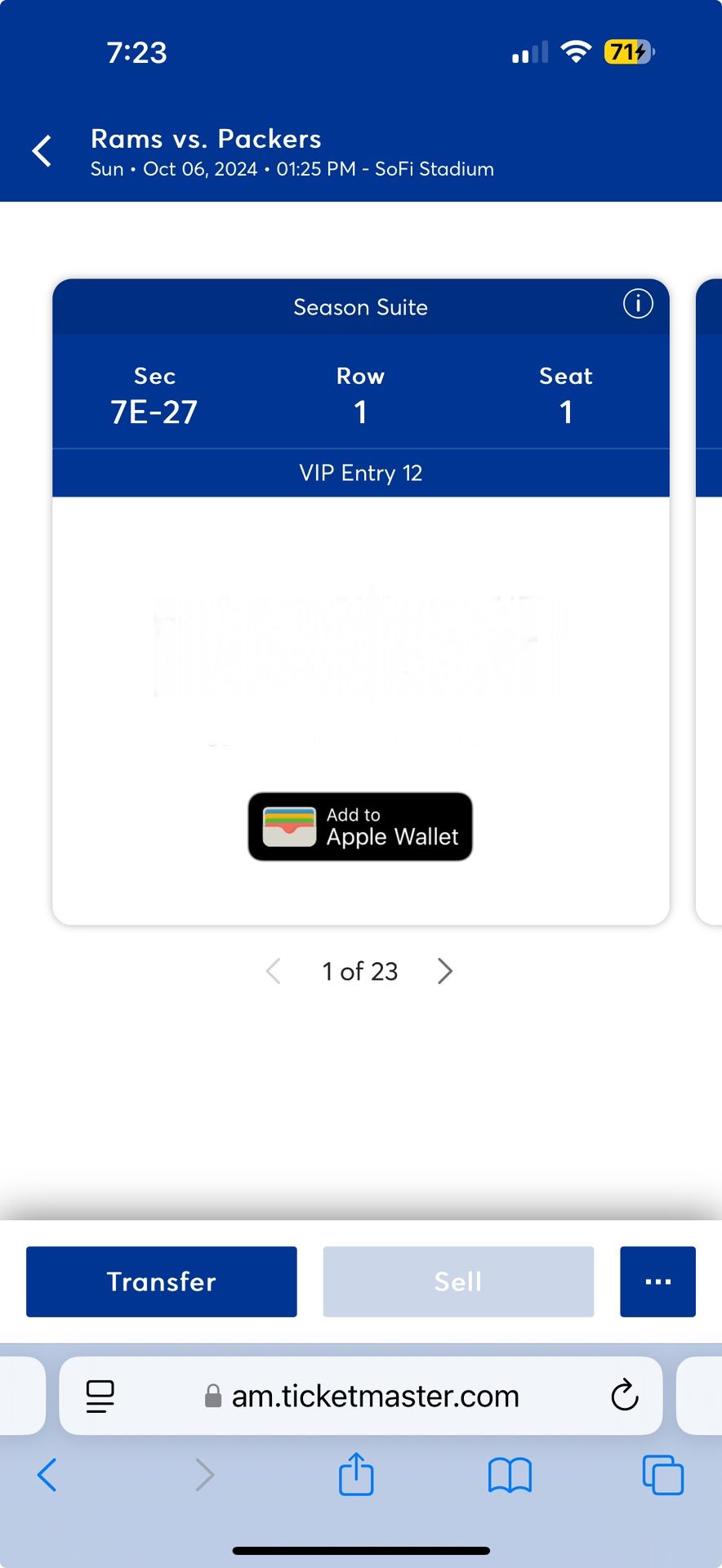 LA RAMS VS GREEN BAY PACKERS VIP SUITE TICKETS