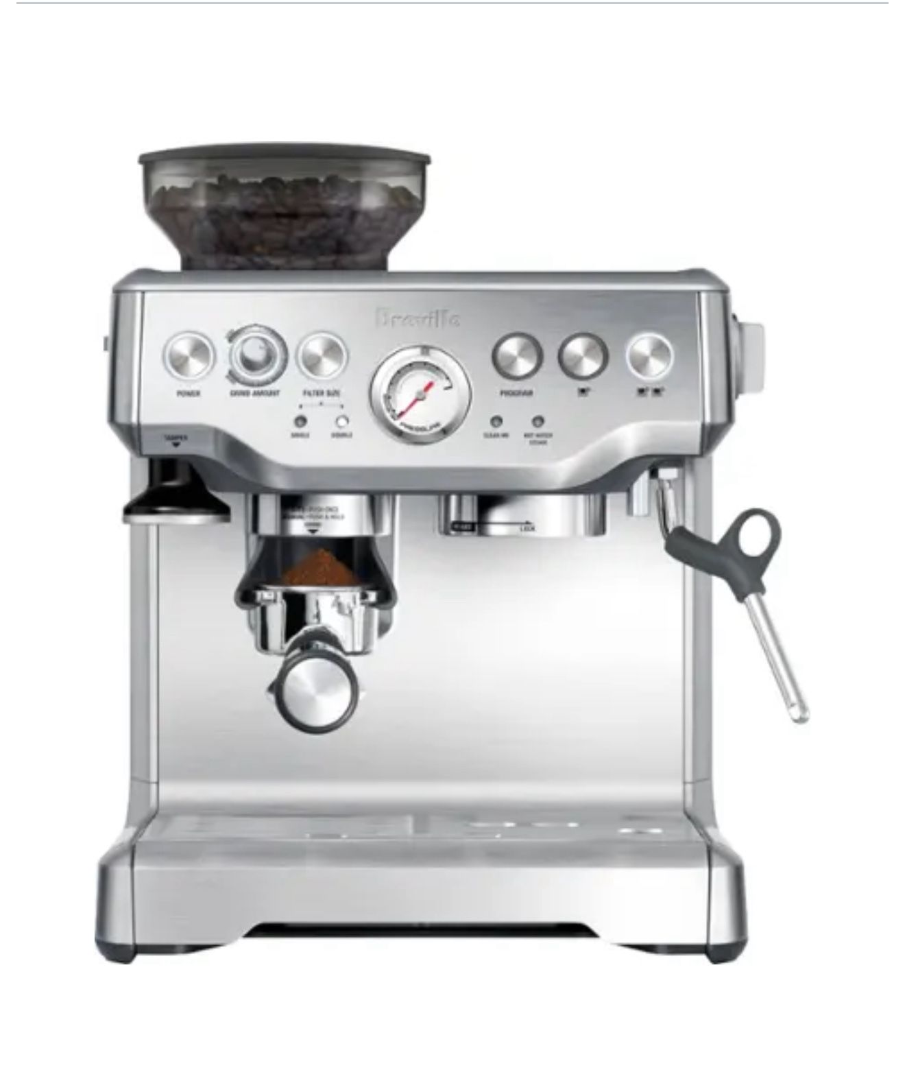 Breville - the Barista Express Espresso Machine with 15 bars of pressure, Milk Frother and integrated grinder - Stainless Steel