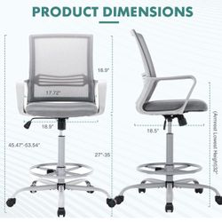 Office Chair with Ergonomic Lumbar Support Armrests Standing Desk Chair with Breathable Mesh, Comfortable Padded Seat Cushion Grey