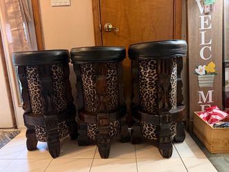 Set of 3 Leopard Print Bar Stools