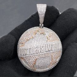 Ice out Bling Cubic Zirconia Silver Plated Pendent+24INCH Rope Chain