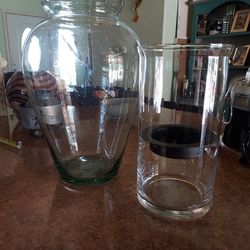 Hurricane 13inch Tall Glass Candle Holder & Large Vase / Used As TERRARIUM.  BUYER GETS BOTH Only $30!