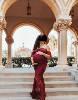 Red/Burgundy Maternity Dress