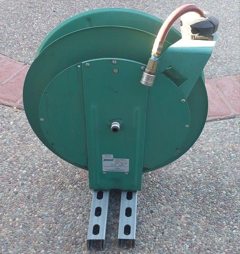 Air Hose Reel, And Air Hose 3/8"x50', Speedaire Model 6NU34A. Three Available.