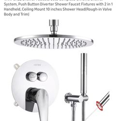 VANFOXLE Shower Faucets Sets Complete Chrome Shower System, Push Button Diverter Shower Faucet Fixtures 