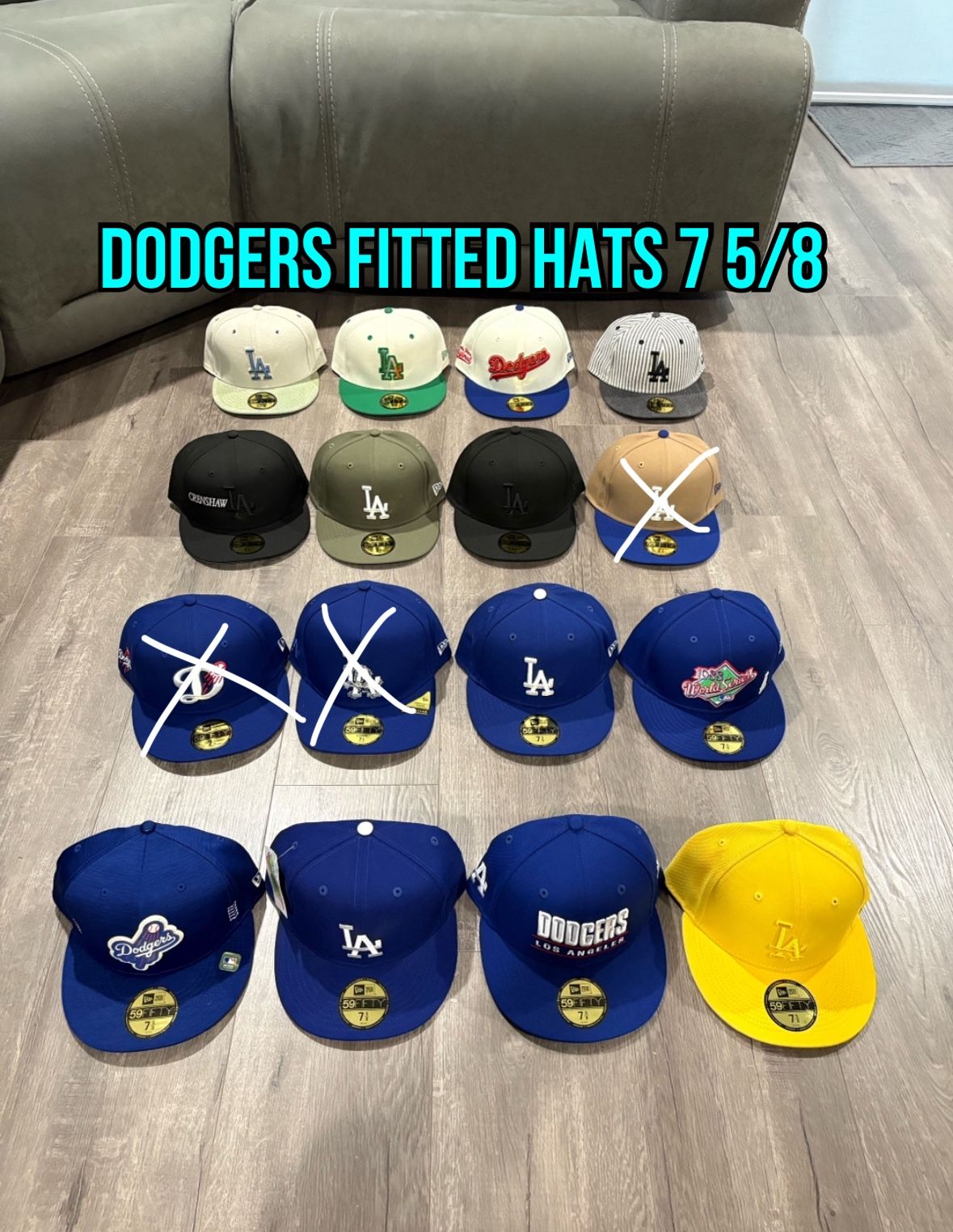 MLB New Era Los Angeles Dodgers 59fifty Fitted Hats Size 7 5/8