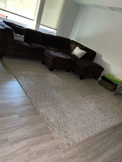 Large Beige Geometric Area Rug