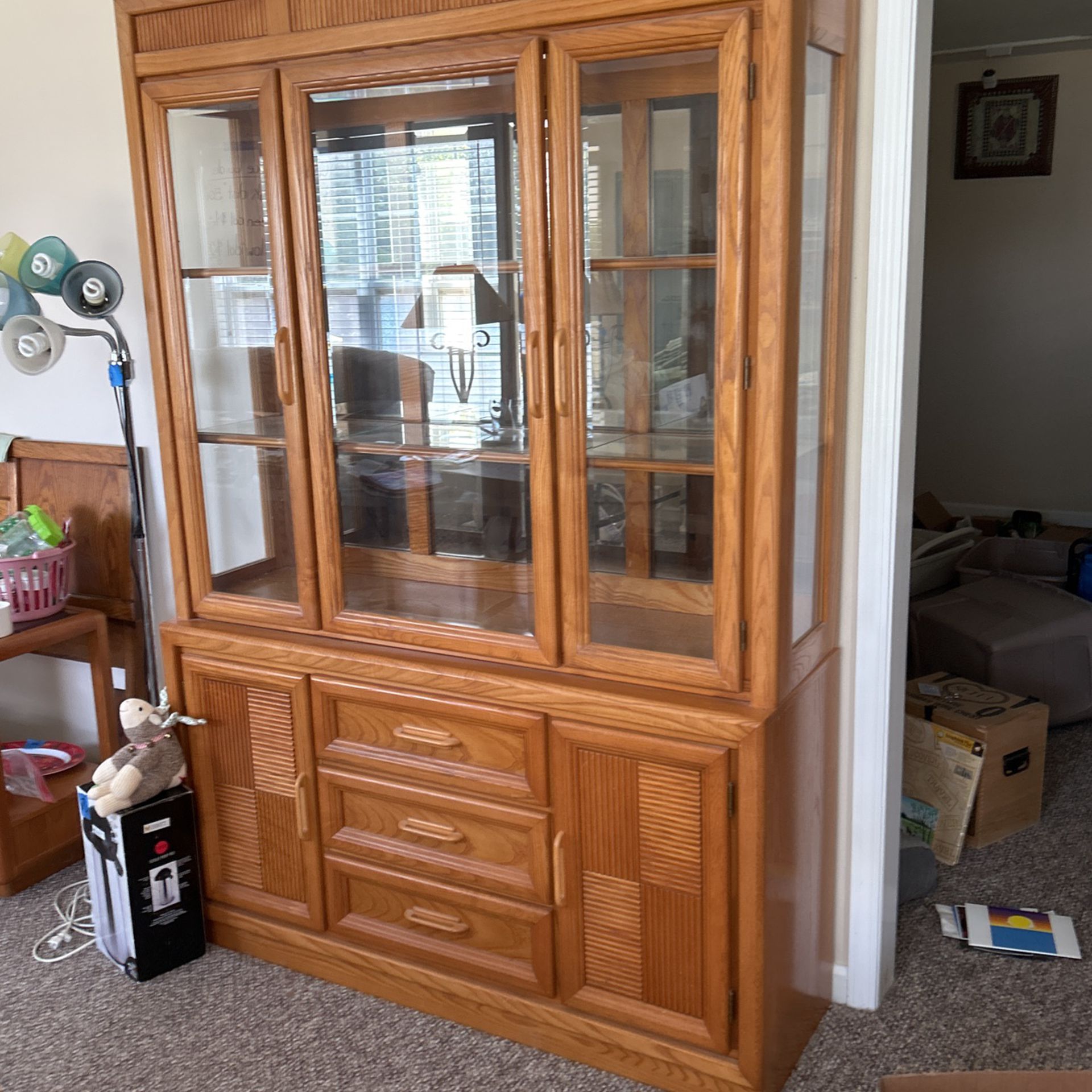 China Cabinet With Lights, Glass Shells