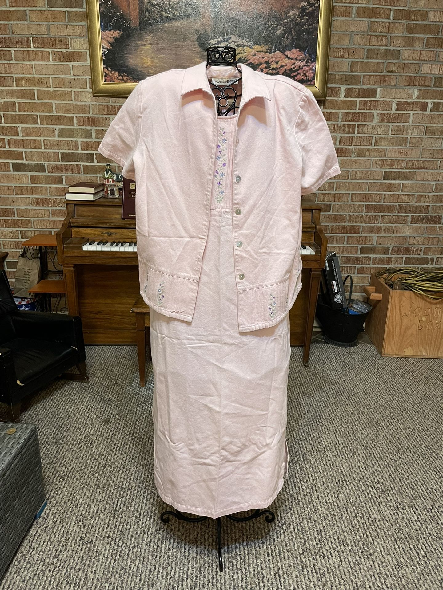 Size 12 Draper’s & Damon’s 2 Piece Dress Set Pink Floral