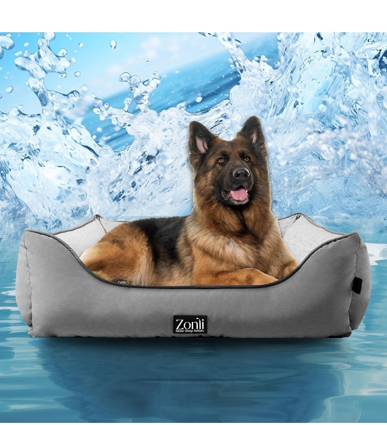 Cooling Dog Bed (Grey, 34" L x 29" W x 9.5" Th)