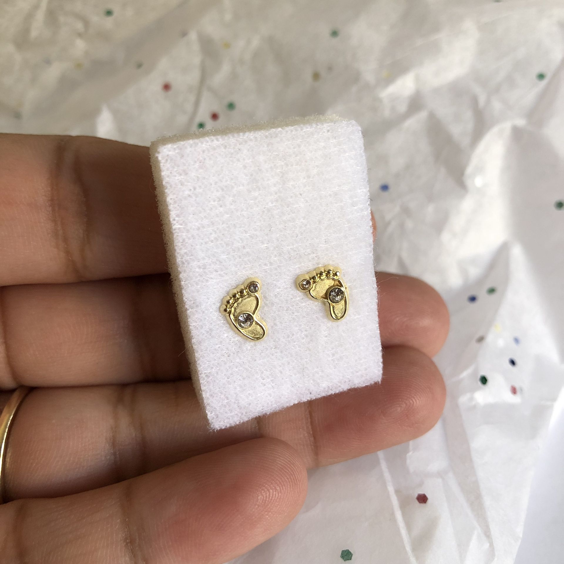 Diamond Footprint Gold Earrings 