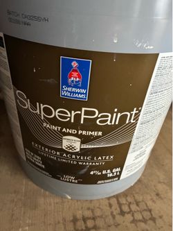 Paint 5 Gallons SuperPaint Exterior Acrylic Latex sherwin-Williams 7012 creamy is the color and number for the color