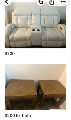 Couch with two tables